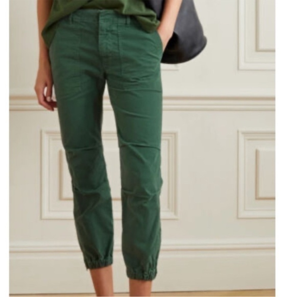 EUC Nili Lotan Stretch Cotton Twill Crop Military Pants green